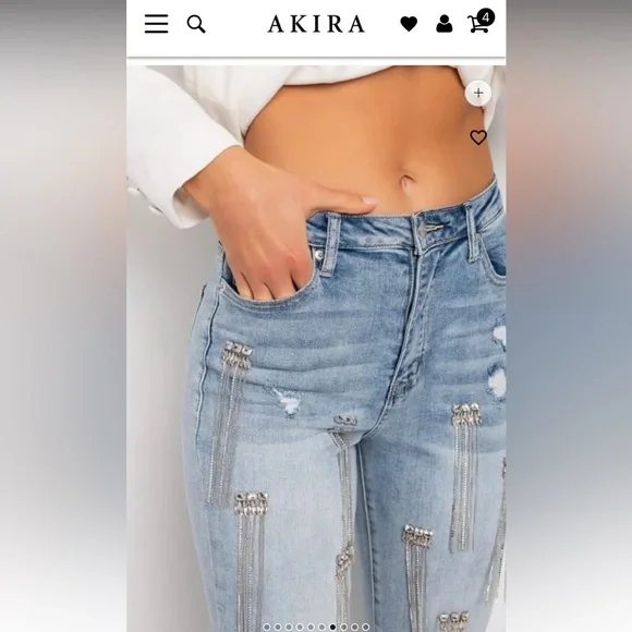 AKIRA Blue Straight Leg Distressed Jeans - Picture 7 of 12